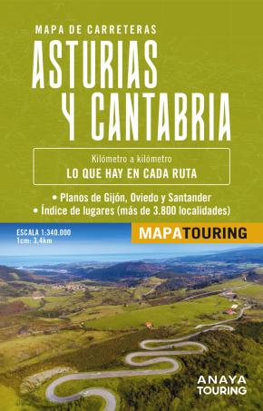 Mapa de carreteras Asturias y Cantabria (desplegable), escala 1:340.000