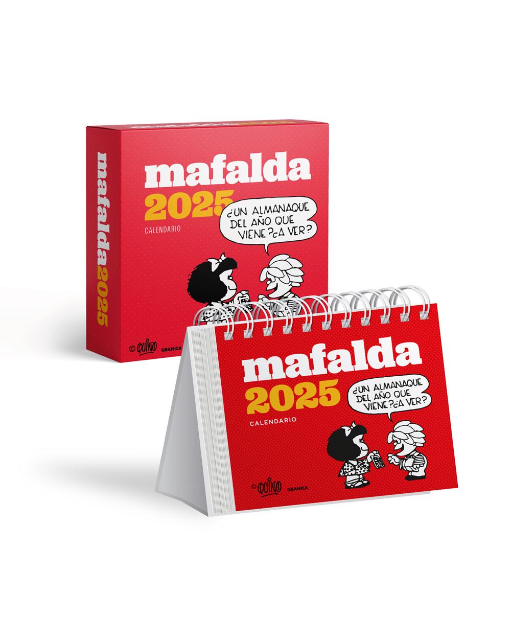 Mafalda 2025, Calendario Escritorio Rojo CON CAJA