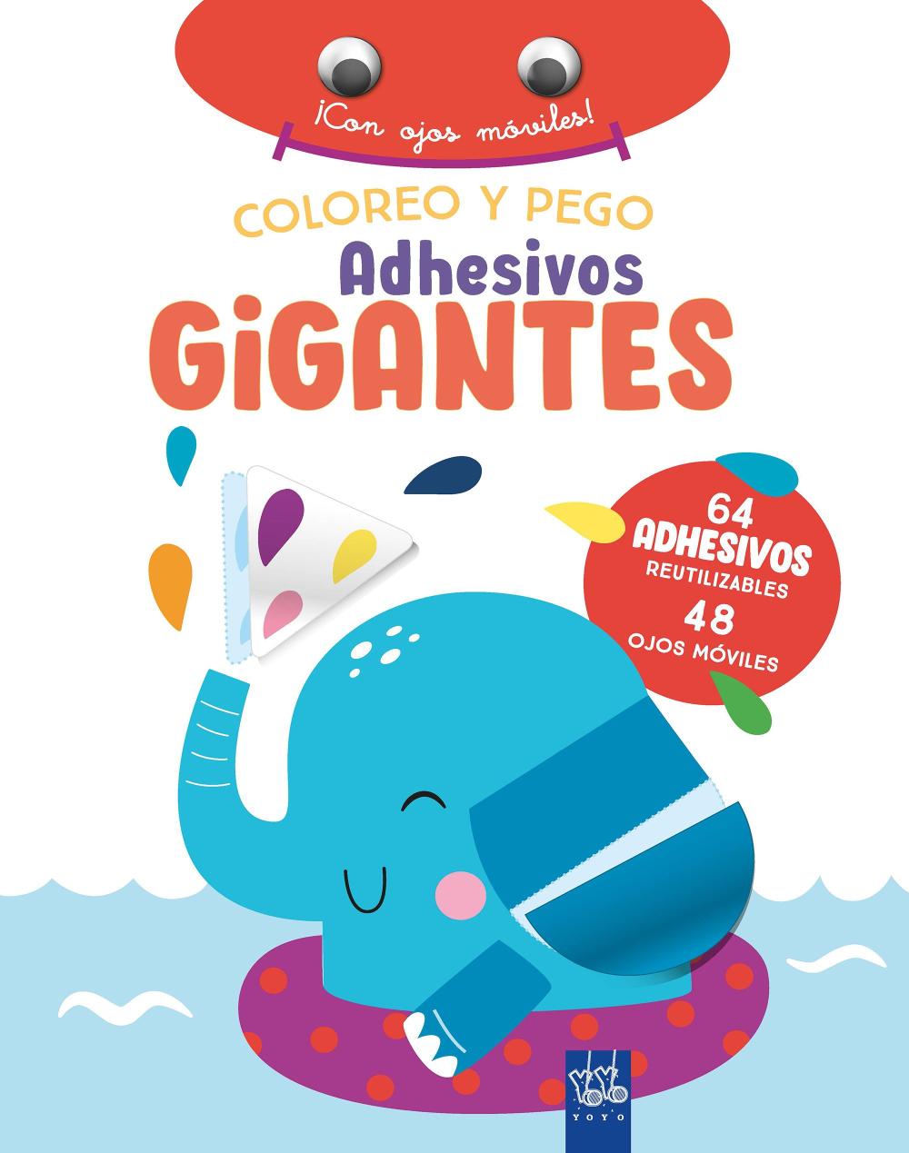 Coloreo y pego adhesivos gigantes. Elefante