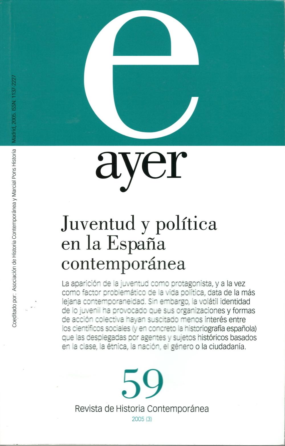 JUVENTUD Y POLÍTICA EN LA ESPAÑA CONTEMPORÁNEA